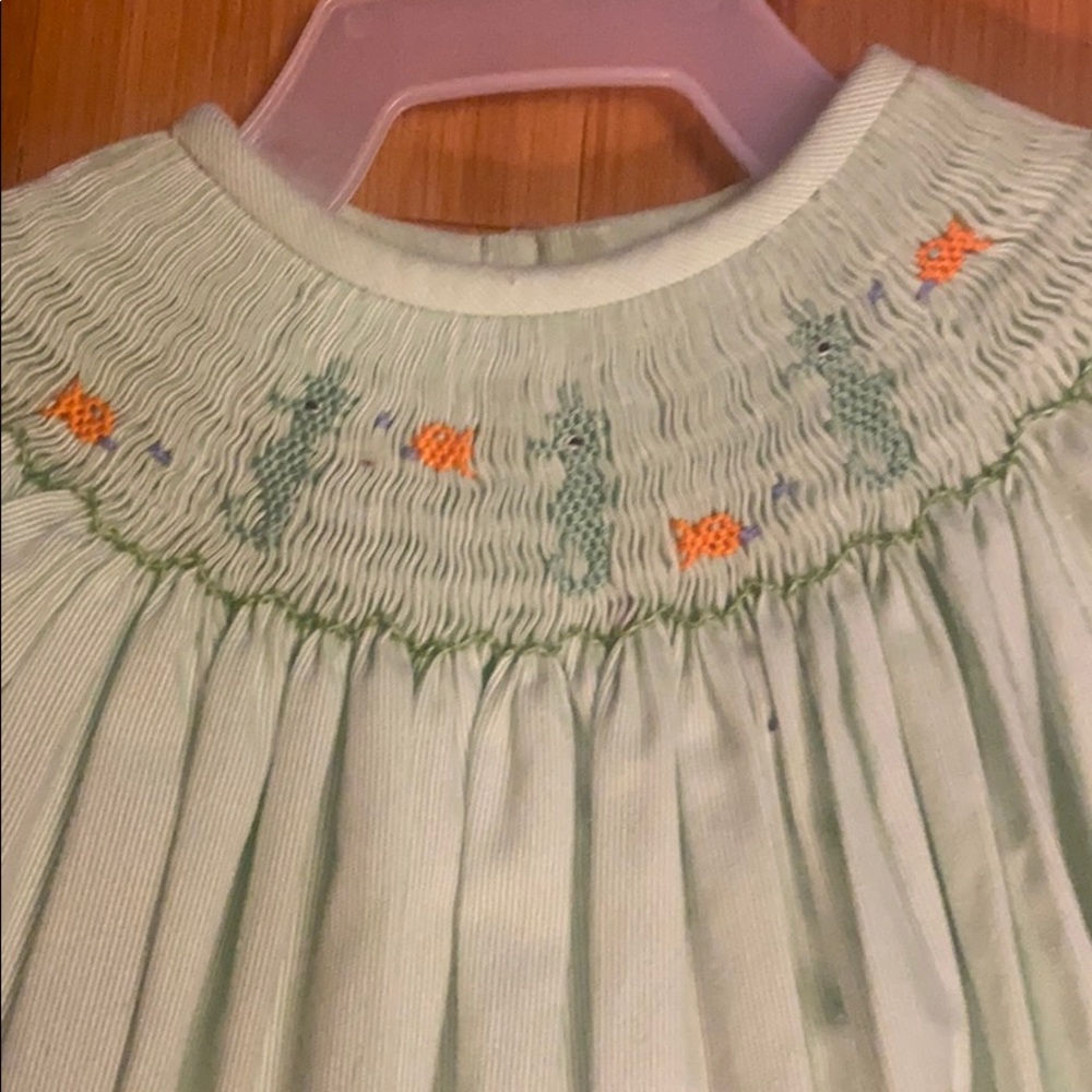 4T Silly Goose Pale Green Smocked Dress